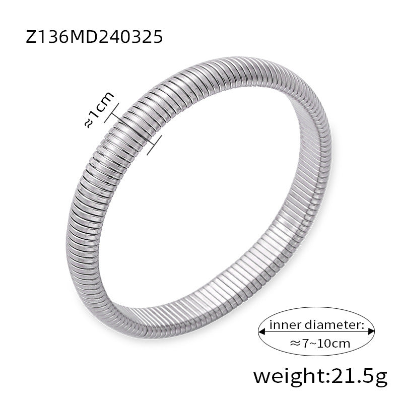 Goose throat bracelet European and American style fashion personalized design titanium steel gold-plated elastic striped bracelet women's jewelry wholesale