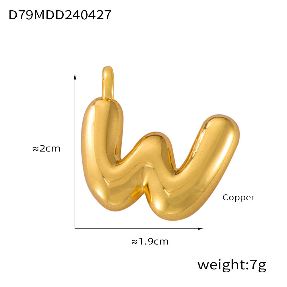 Hot Sale Glossy Bubble Balloon 26 English Letter Pendant Accessories Versatile Copper Gold Plated Jewelry 99