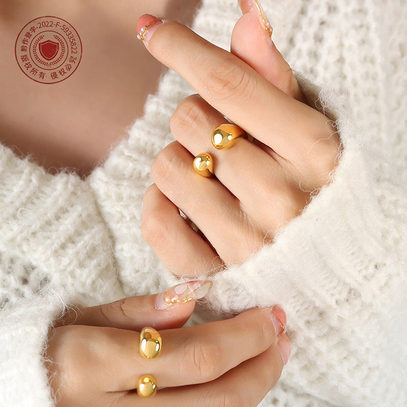 plain ring simple geometric index finger ring ring titanium steel plated 18k gold open ring jewelry