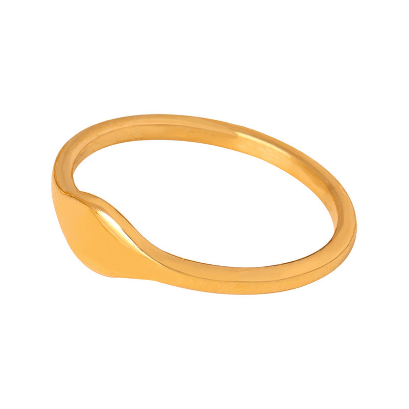 Fashion commuting niche simple versatile geometric shape design sense zircon color shell inlaid titanium steel gold-plated ring pp