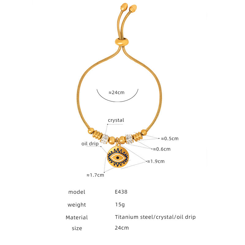 Titanium steel electroplated gold 18k does not fade, personalized exaggeration, eye pendant, bracelet, women's wholesale jewelry