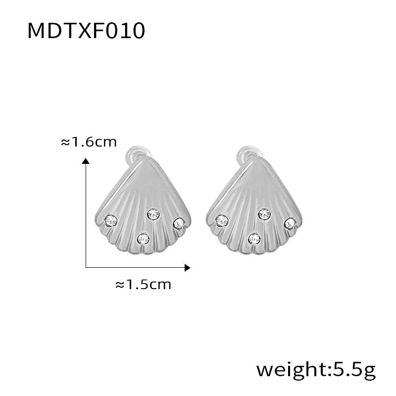 Personalized casual style jewelry with diamond shell shape design sense pendant, freshwater pearl titanium steel jewelry set pp