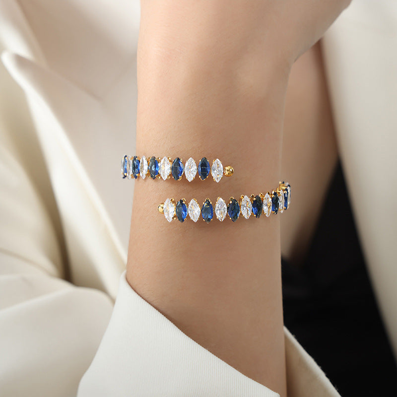 New high-end fashion personalized niche design light luxury inlaid with colored zircon bracelet jewelry women