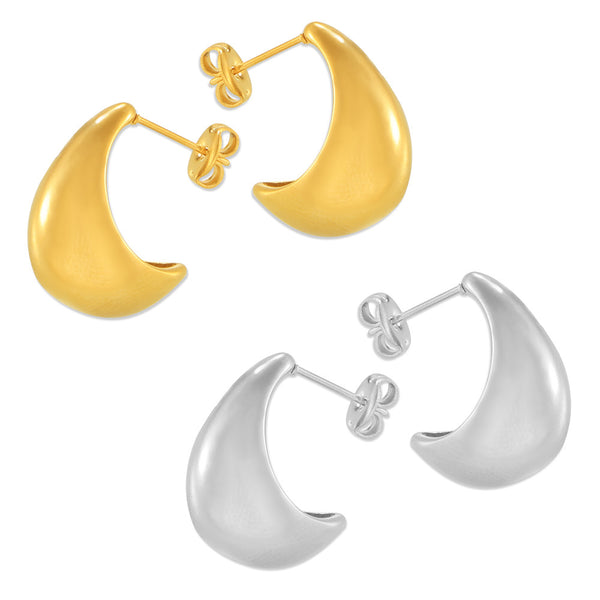 Minimalist style, personalized simplicity and versatility, geometric casual style jewelry, crescent shape, titanium steel gold-plated C-shaped hollow earrings 99