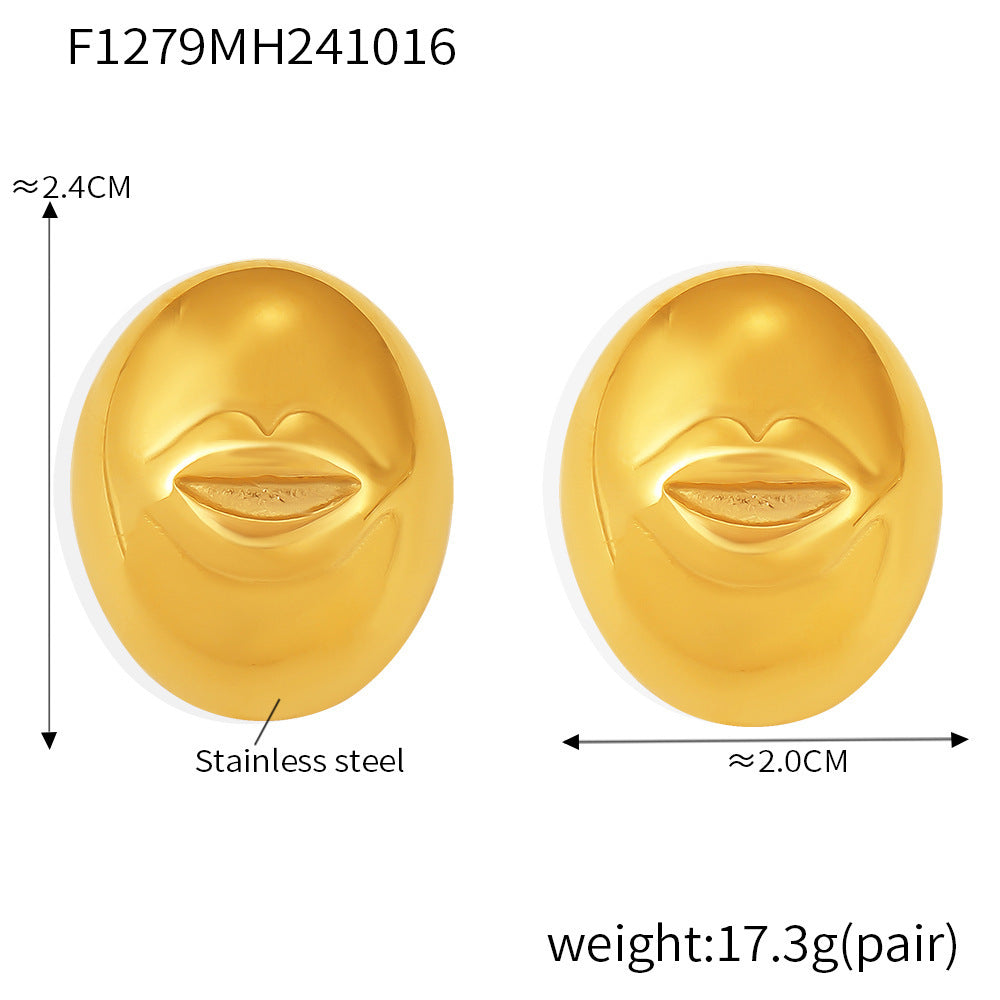 Accessories INS wind titanium steel smile lips round ball stud earrings Internet celebrity personality temperament earrings women spot supply pp