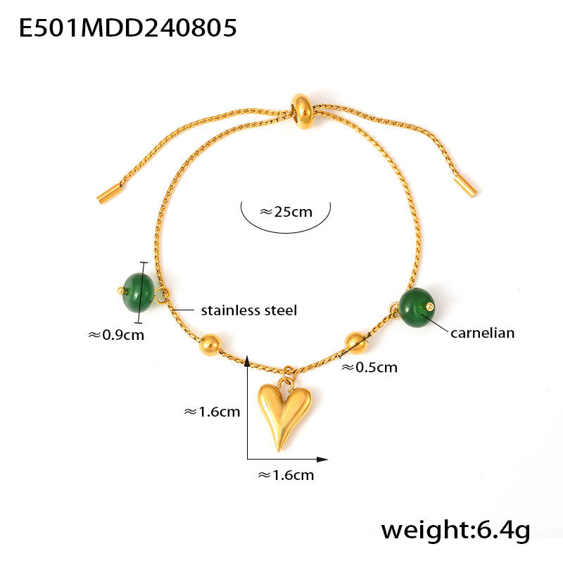 Hot-selling round bead agate geometric element pendant bracelet niche design plated 18k gold love jewelry women pp
