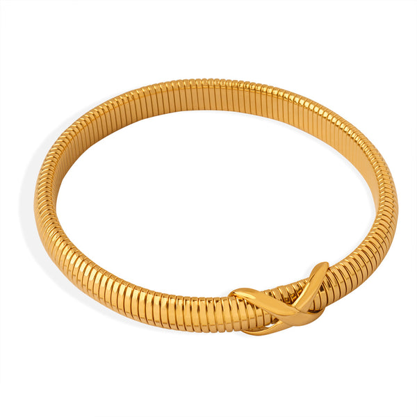 New personalized niche design sense fashionable versatile titanium steel plated 18K gold spring bracelet jewelry wholesale women