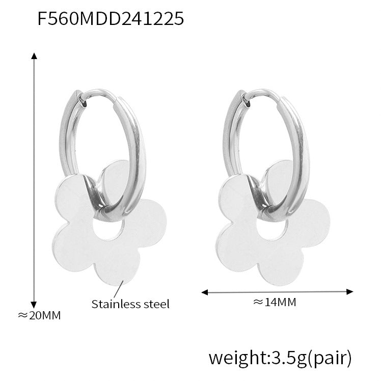 Stainless steel niche personality temperament versatile earrings fashion light luxury ear buckle plated 18k real gold jewelry women 99