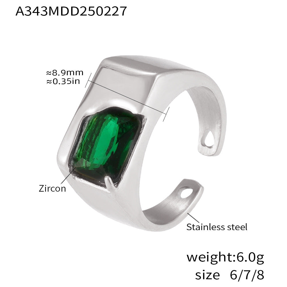 Zircon inlaid ring fashion personality stainless steel color retention index finger ring combination tide wholesale