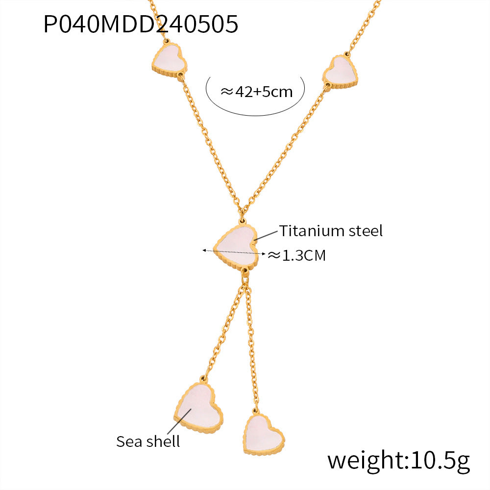 Temperament elegant light luxury zircon jewelry with diamond design sense Fritillary love titanium steel gold-plated jewelry set pp