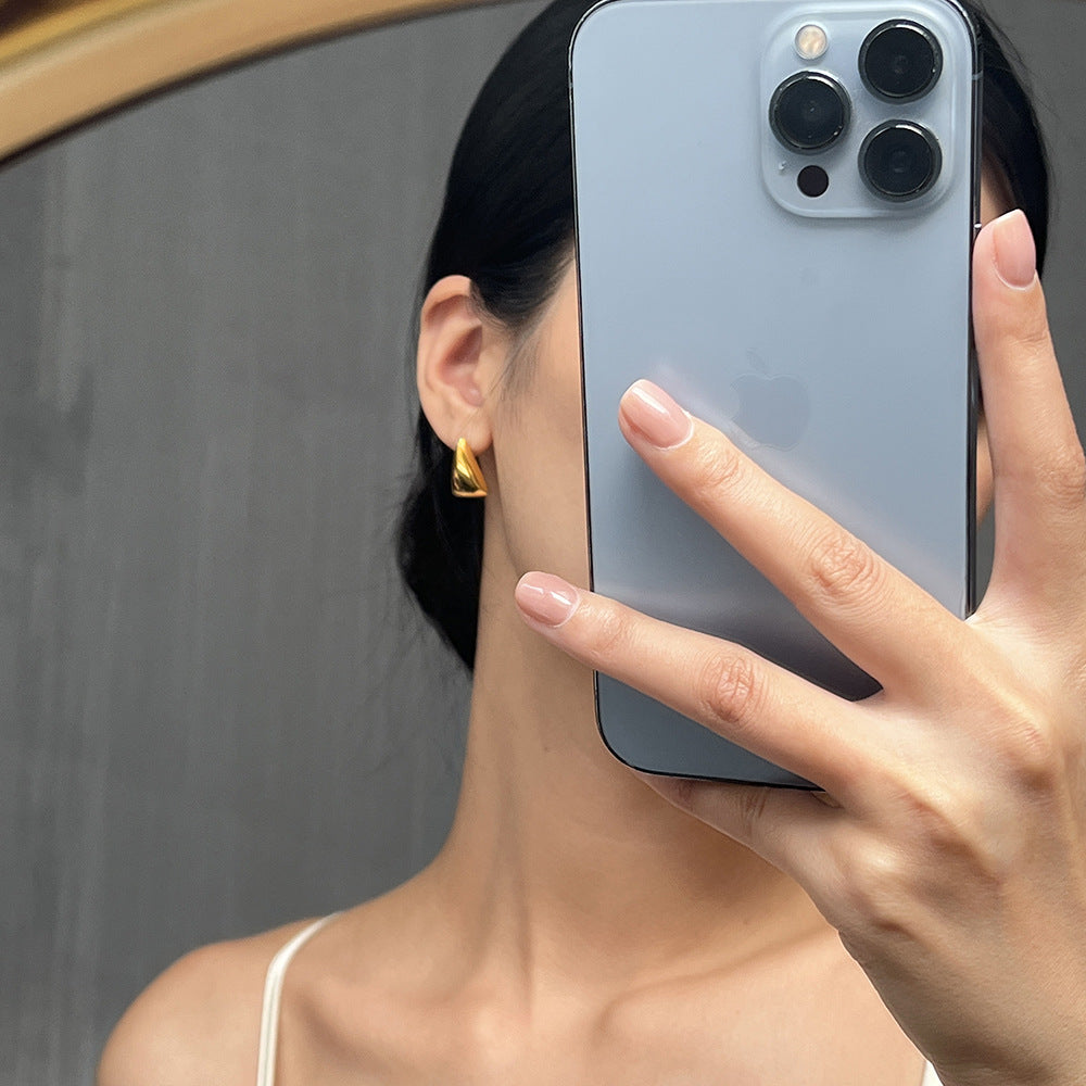 Jewelry Personality Geometric Triangle Titanium Steel Stud Earrings Niche Light Luxury Earrings Daily Versatile Jewelry