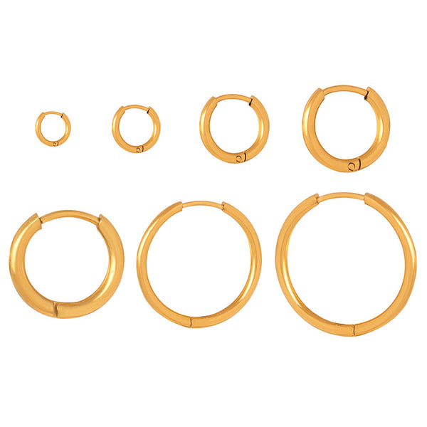 New high-end niche design size circle light luxury temperament titanium steel gold-plated earrings jewelry women 99