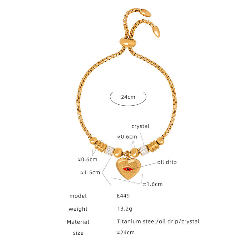 Retro personality versatile all kinds of exaggerated eye pendant titanium steel bracelet women's jewelry spot wholesale pp