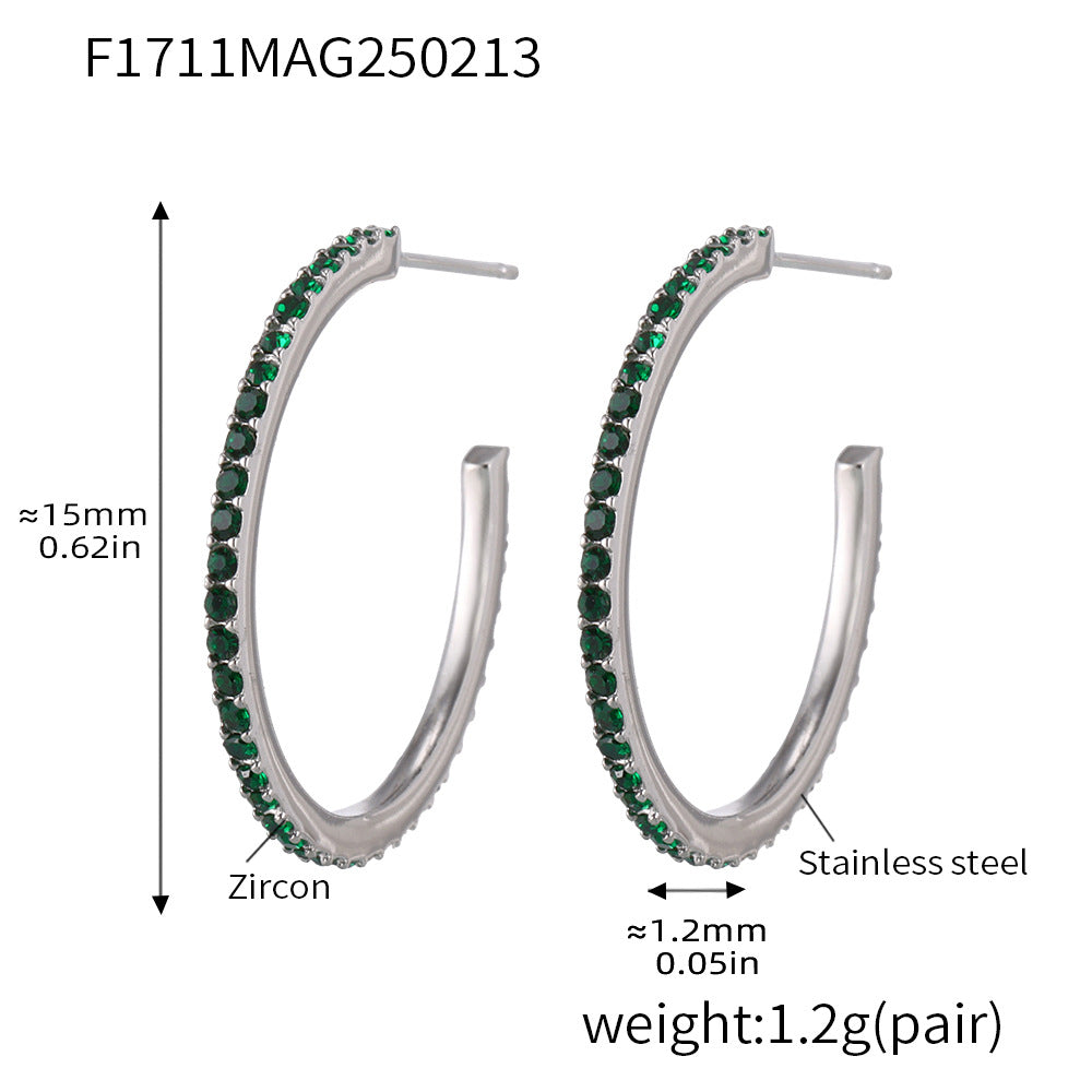 Fine titanium steel inlaid zircon earrings fashion light luxury personalized temperament earrings spot wholesale