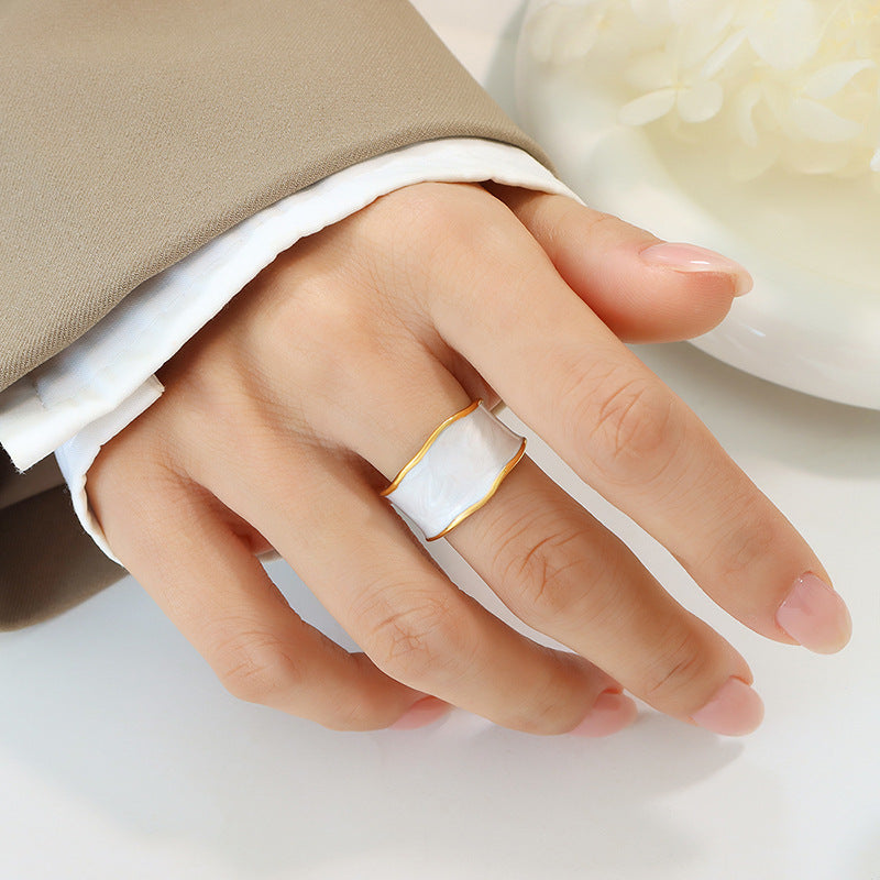 Hepburn style does not fade niche ring enamel drip oil ring fashion personality opening design ring wholesale