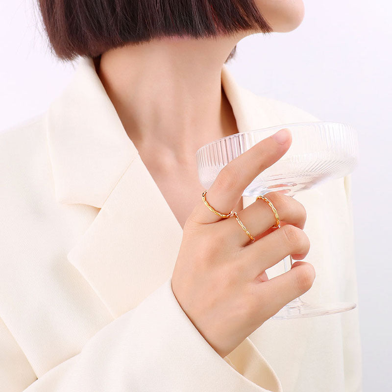 Simple and versatile stacked plain ring titanium steel women's plated 18k real gold ring tail ring jewelry A260pp
