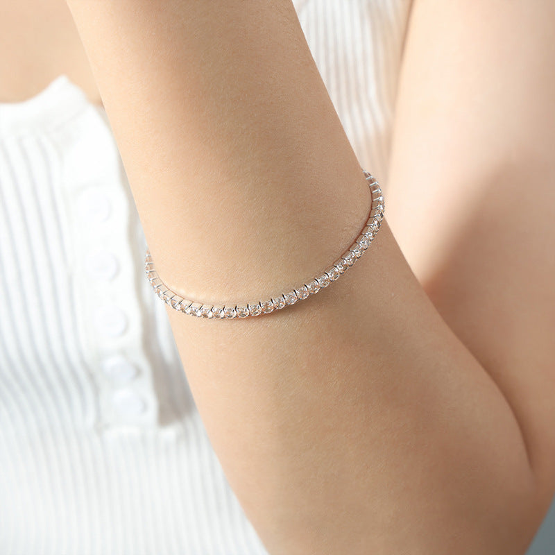 New high-end light luxury full of zircon niche design titanium steel gold-plated personalized bracelet women's jewelry wholesale
