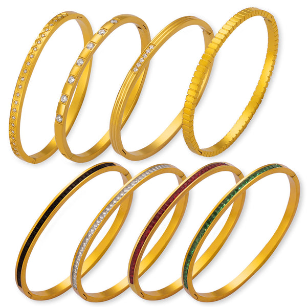New Fashion Commuter Simple Personality Design Titanium Steel Gold Plated Diamond Niche Bracelet Jewelry Wholesale Female