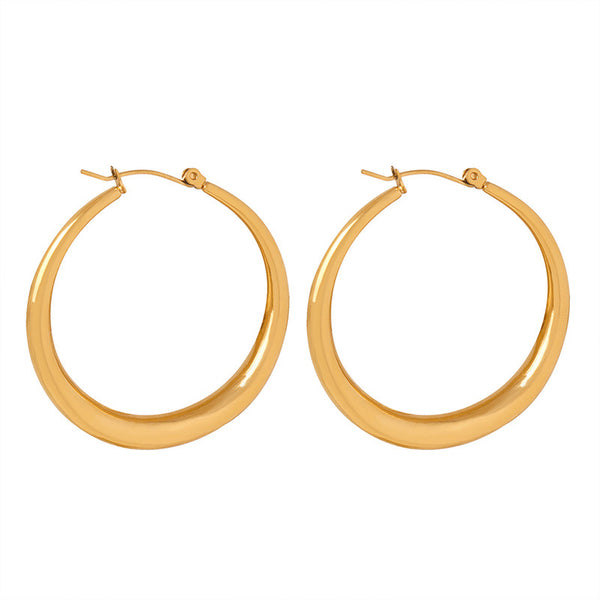 Light luxury high-end earrings, niche design sense, exaggerated temperament, titanium steel gold-plated large circle jewelry women