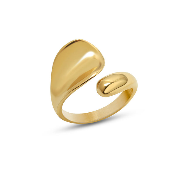 Rings Simple geometric dent plain ring Titanium steel 18k gold index finger ring