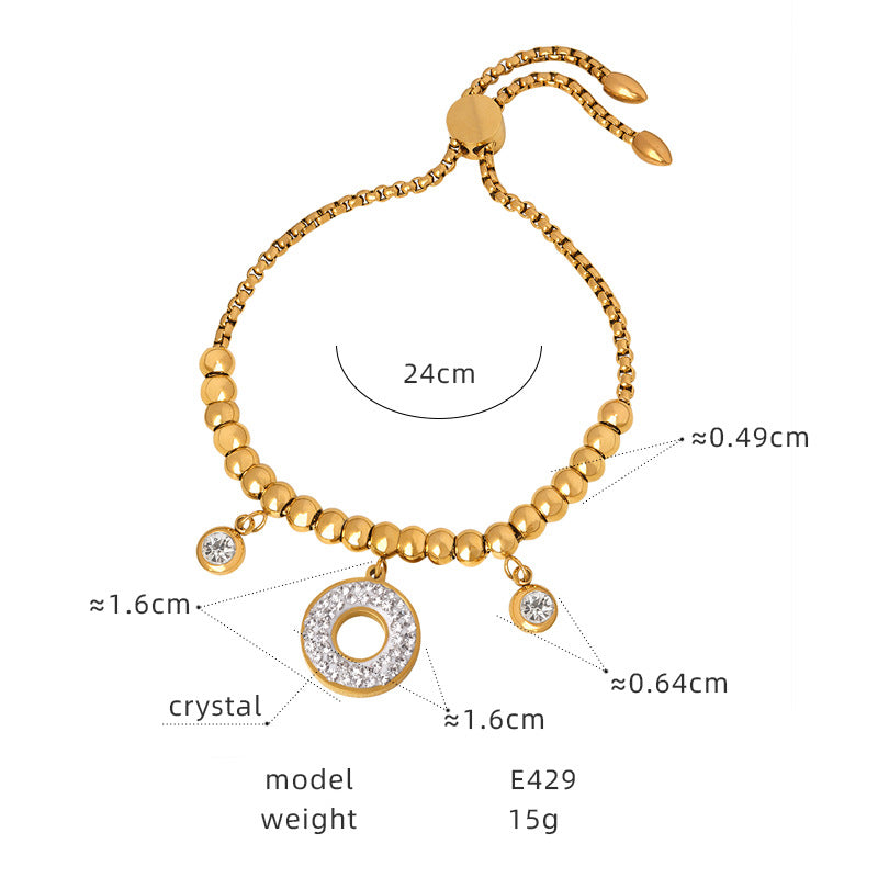 Premium sense light luxury personalized diamond-encrusted bracelet titanium steel plated 18K gold versatile simple and non-fading women's jewelry 99