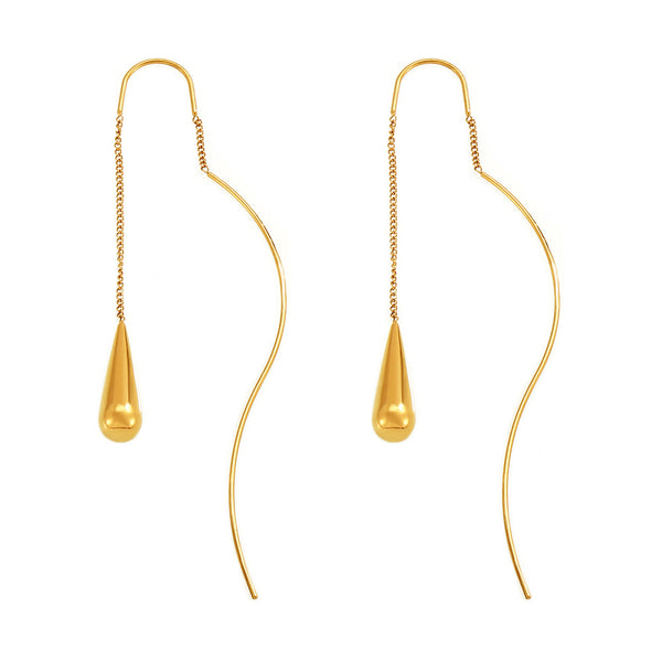 Hot-selling water drop tassel women's earrings, light luxury niche design stainless steel earline earrings, earrings wholesale