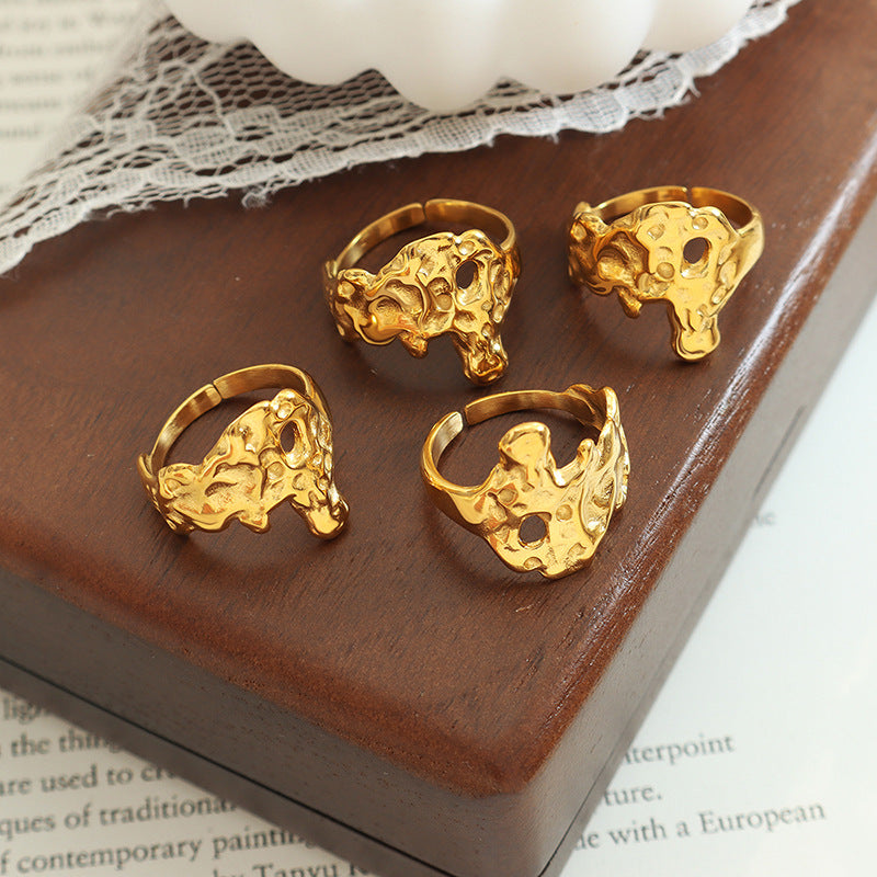 Niche design accessories irregular folds water ripples new ring fashion personalized jewelry women pp