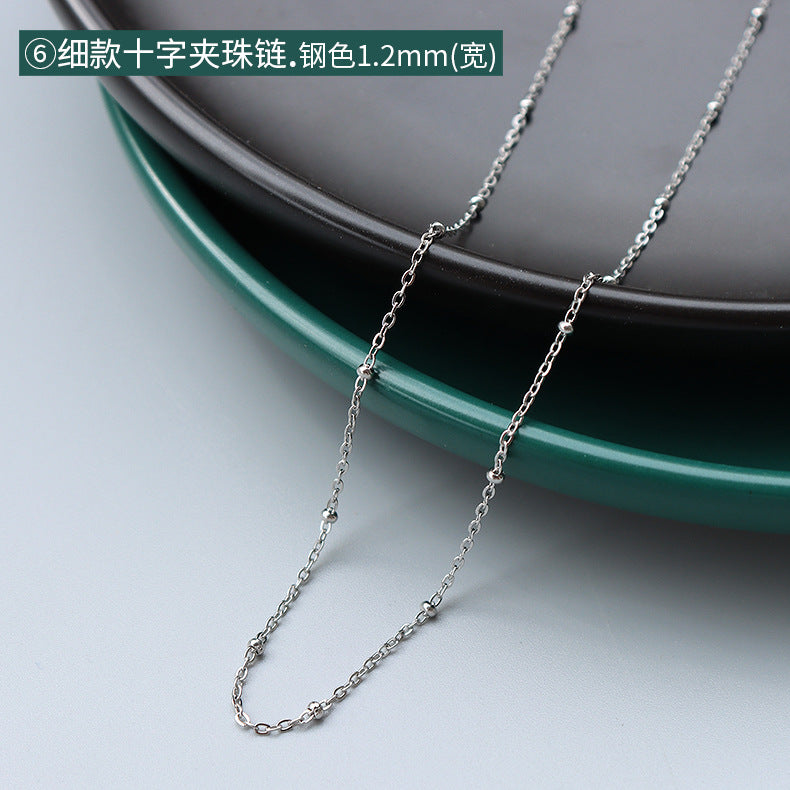 Cross chain Snake bone chain Twist chain Box chain Variety necklace Women's titanium steel plated 18K gold plain chain Clavicle chain jewelry 99