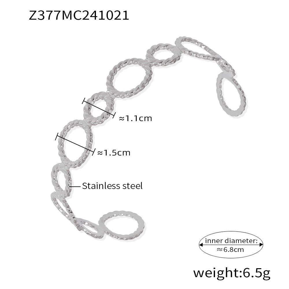 Threaded ring splicing opening bracelet European and American new stainless steel plated 18K real gold simple popular bracelet pp