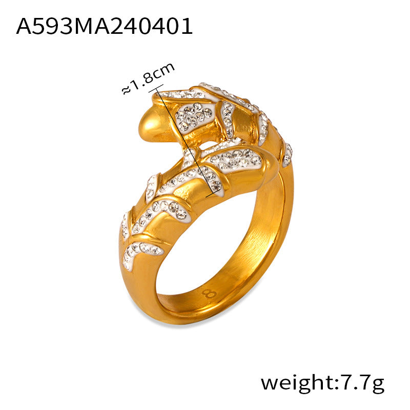 Niche simple light luxury jewelry Gypsy star diamond-set design ring Titanium steel gold-plated multi-layer index finger ring