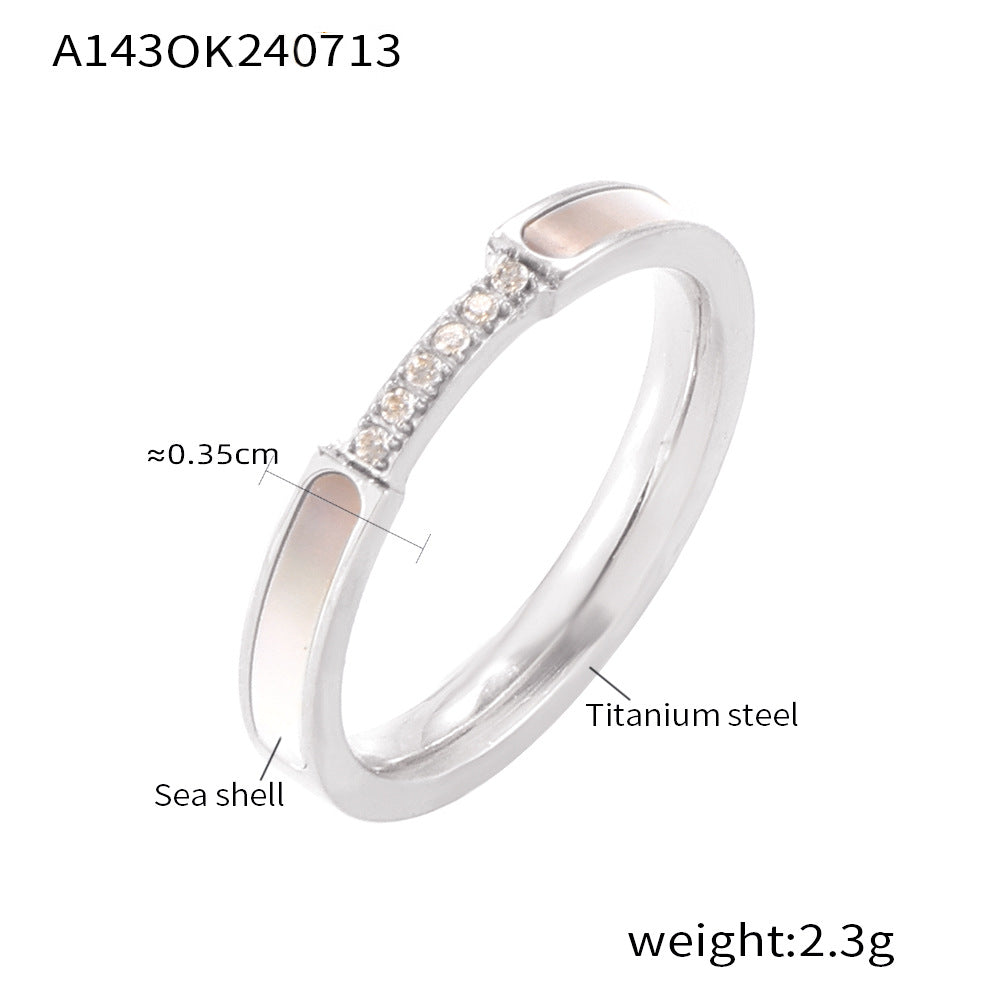 tetragonal opal pendant titanium steel clavicle chain seashells ring necklace ring niche set