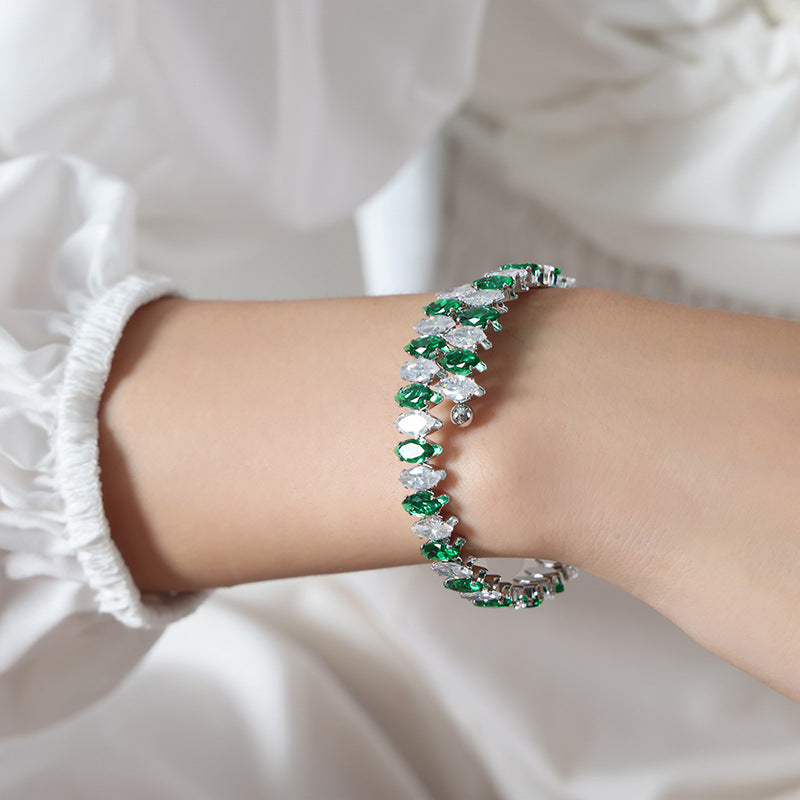New high-end fashion personalized niche design light luxury inlaid with colored zircon bracelet jewelry women