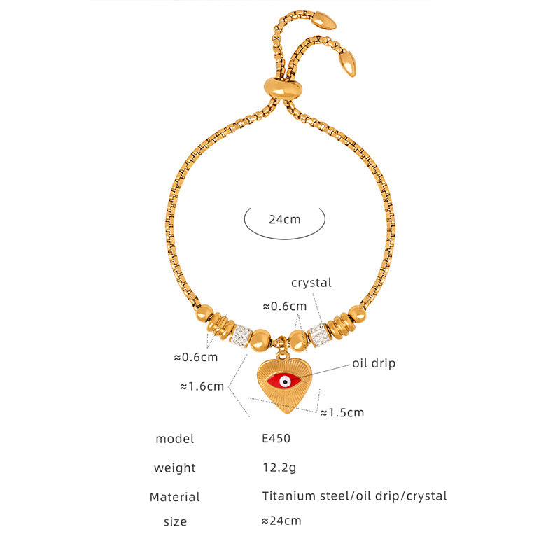 Retro personality versatile all kinds of exaggerated eye pendant titanium steel bracelet women's jewelry spot wholesale pp