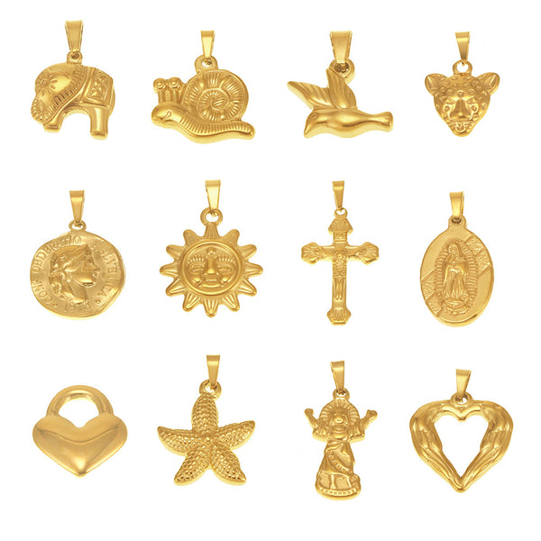 99 Fashion DIY Pendant Accessories Collection Internet celebrity Stainless Steel 18K Real Gold Necklace Jewelry Wholesale