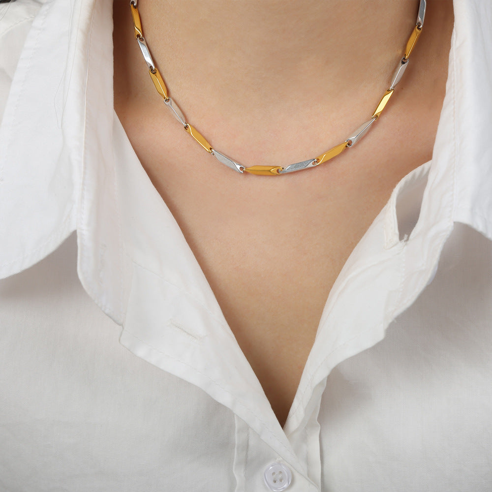 New high-end cold wind niche simple fashion versatile temperament titanium steel gold-plated personalized necklace jewelry