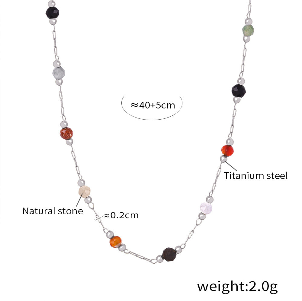 New fashion niche design, simple personality, natural handmade beaded necklace, bracelet set, jewelry women