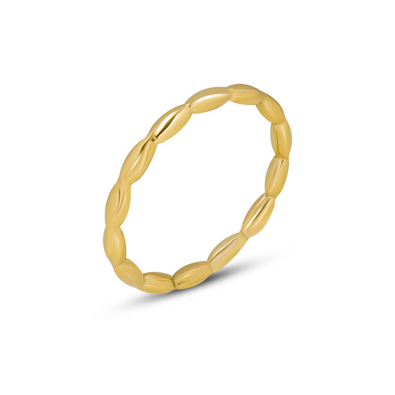 Simple and versatile stacked plain ring titanium steel women's plated 18k real gold ring tail ring jewelry A260pp