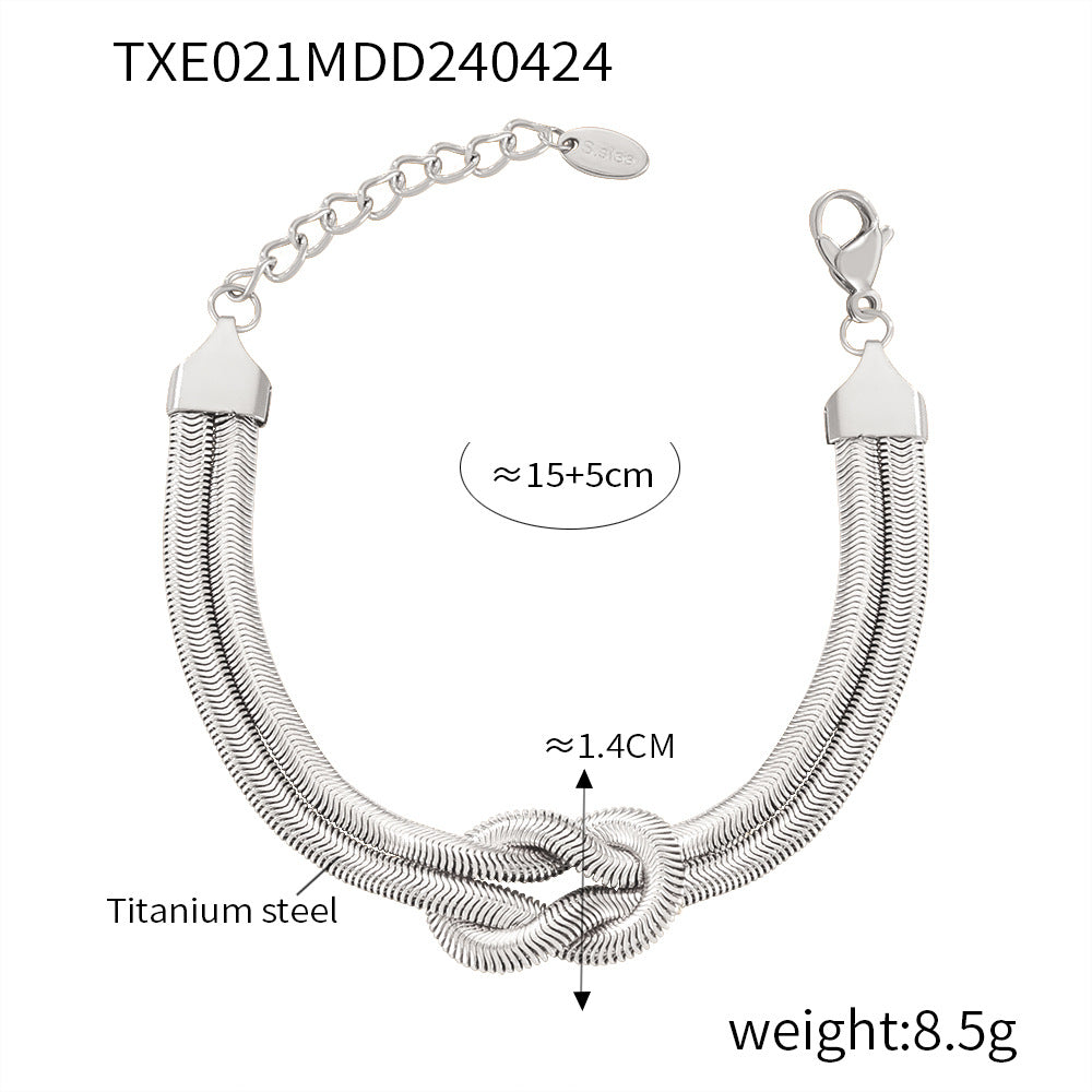 Personalized Punk Hip Hop Style Jewelry Personalized Knot Design Sense Double Layer Snake Bone Chain Titanium Steel Jewelry Set