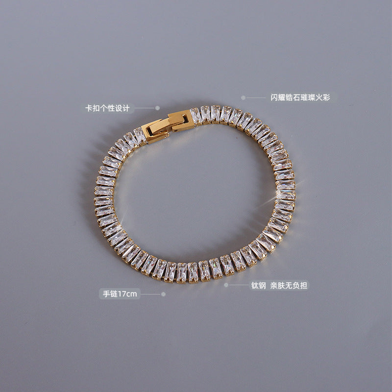 Marka light luxury niche jewelry full diamond zircon bracelet titanium steel bracelet, girlfriend jewelry