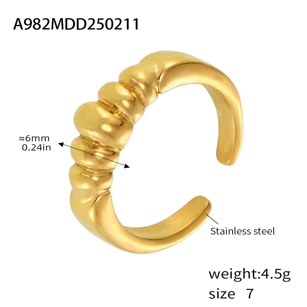 Design trendy niche fashion sense light luxury ring headband shape personality opening index finger ring plating 18k gold 99
