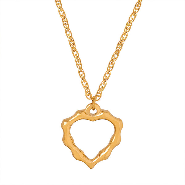 New simple niche design fashionable versatile irregular love titanium steel gold-plated pendant necklace jewelry female pp