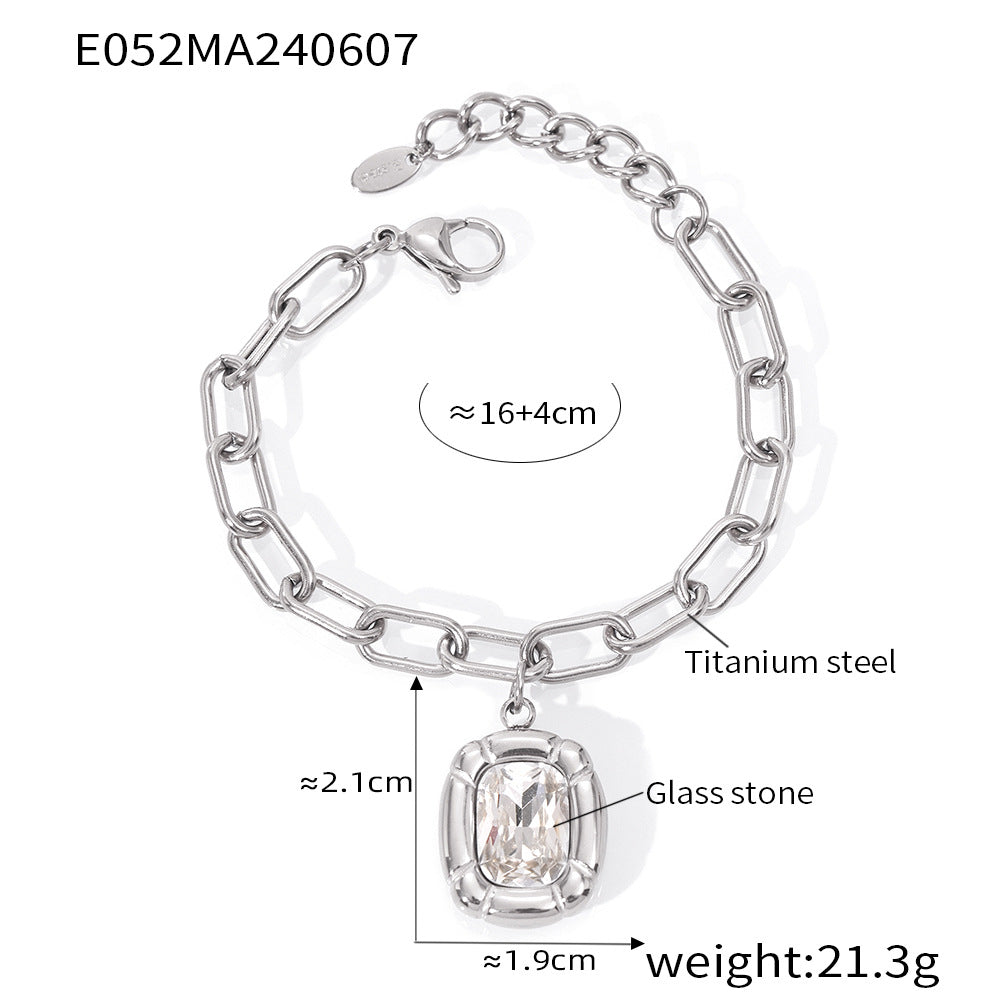 Retro light luxury simple cold wind jewelry texture oval brand diamond design titanium steel jewelry set 99