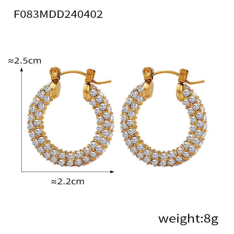 Simple personality geometric twist chain jewelry with diamond design sense light luxury wind titanium steel gold-plated jewelry set