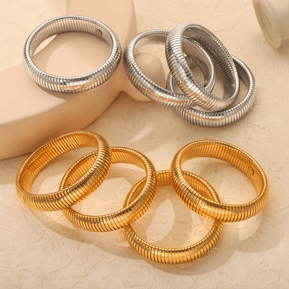 Goose throat bracelet European and American style fashion personalized design titanium steel gold-plated elastic striped bracelet women's jewelry wholesale