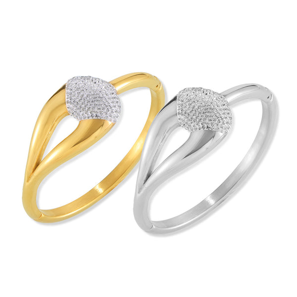 Fashion Personality Simple Versatile Niche Jewelry Geometric Splicing Design Sense Diamond Titanium Steel Gold Plated Bracelet