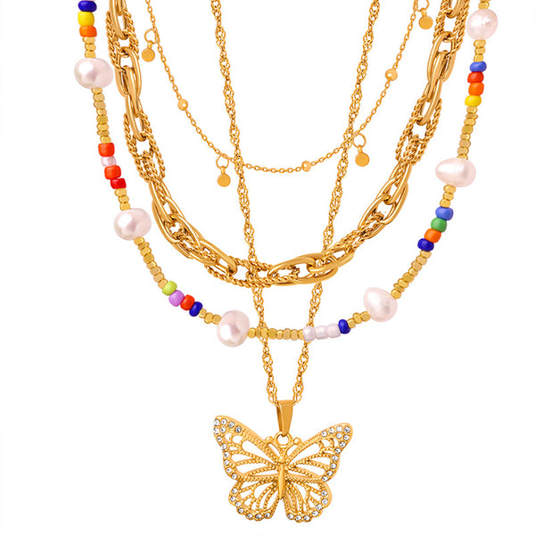 Cold wind niche geometric jewelry chain simple versatile titanium steel gold-plated jewelry set female 99