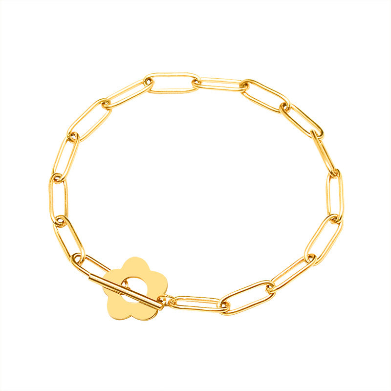 Only twenty, the same little Zouju flower versatile bracelet, titanium steel-plated 18K gold jewelry E124.