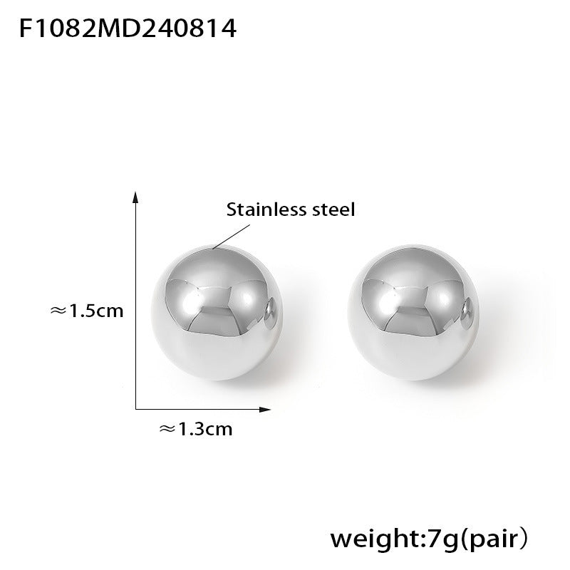 New ball earrings simple and cold wind semicircular hollow earrings autumn and winter light luxury stainless steel jewelry
