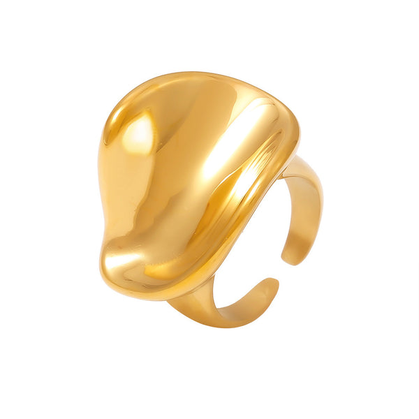 Curved three-dimensional ring fashionable exaggerated design stainless steel plated 18k gold cold wind mirror jewelry