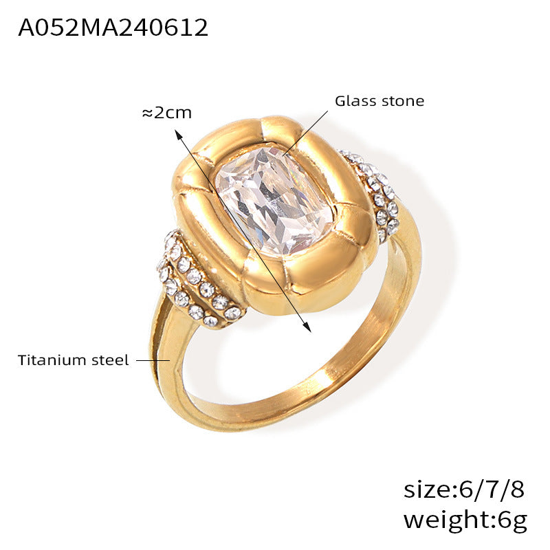 Retro light luxury simple cold wind jewelry texture oval brand diamond design titanium steel jewelry set 99
